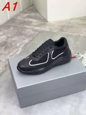 2026新作【Prada】スニーカー メッシュ×レザー C字装饰 Black カジュアル