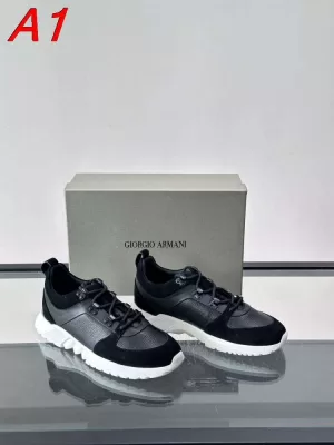 2026発売中！【Armani】ローカットスニーカー レザー×スエード シンプル ブラック×ホワイト カジュアル