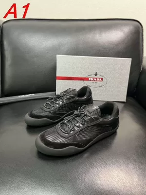 2026新作発表【Prada】スニーカー メッシュ×レザー 三角银标 Black カジュアル