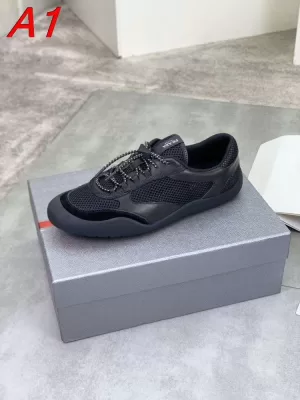 2026発売【Prada】スニーカー メッシュ×レザー ドローストリング Black カジュアル
