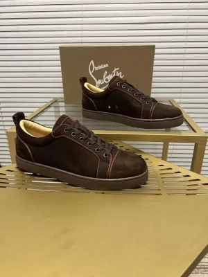2026新作【Christian Louboutin】スニーカー スエード 明線縫製 ブラウン×ブラウン デイリー