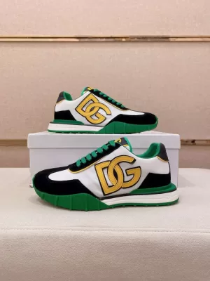 2026新作登場！【Dolce & Gabbana】スニーカー レザー DGロゴ ホワイト×ブラック×グリーン カジュアル