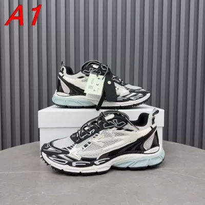 2026入荷しました【Off-White】ダッドスニーカー メッシュ×レザー ライトニング图案 グレー×ブルー ストリート