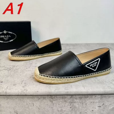 2026発売【Prada】エスパドリーユ レザー ロープ底 Black リゾート