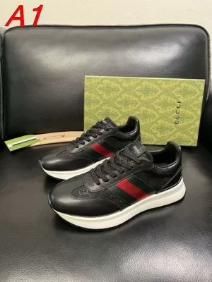 【GUCCI】スニ-カー レザー × スエード × 白グレー レトロデザイン 运动 HE-