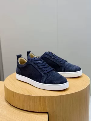 2026入荷しました【Christian Louboutin】スニーカー スエード 织带提环 ネイビー×白 ストリート