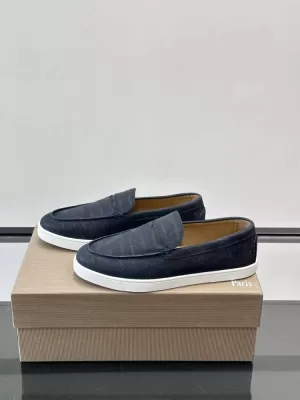 2026入荷しました【Christian Louboutin】ローファー レザー 爬虫類紋様 ネイビー×ホワイト ビジネス