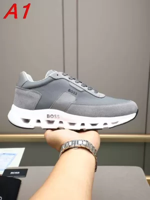 2026入荷しました【BOSS】ローカットスニーカー スエード×レザー 镂空中底 グレー カジュアル