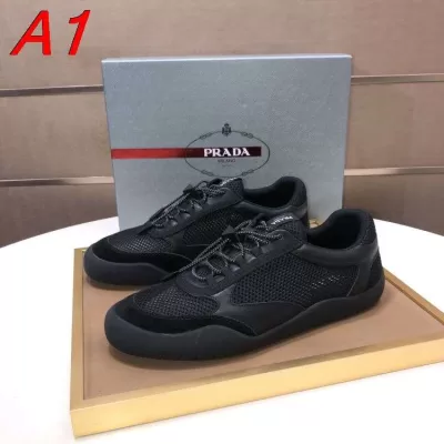 2026発売中！【Prada】スニーカー スエード×网眼 PRADA标识 Black カジュアル