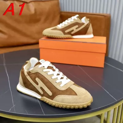 2026新作【HERMES】チャンキースニーカー メッシュ×レザー 拼接デザイン グレー×シルバー ストリート