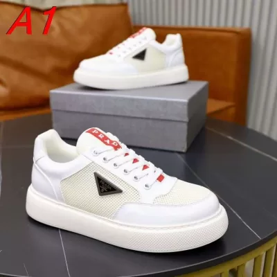 2026新作登場！【Prada】チャンキースニーカー メッシュ 赤PRADA饰带  White カジュアル