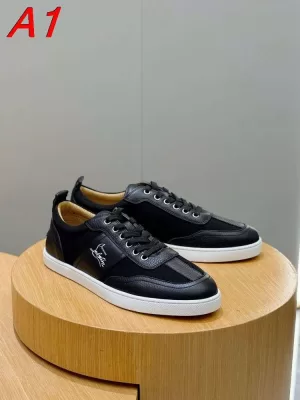 2026入荷しました【Christian Louboutin】スニーカー ファブリック×レザー 拼接縫製 ブラック×白 ストリート