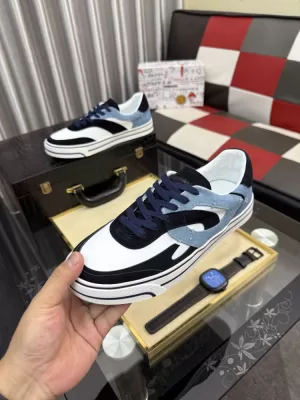 【Dolce & Gabbana】スニーカー レザー×デニム×スエード 拼色 ホワイト×ブラック×ブルー カジュアル
