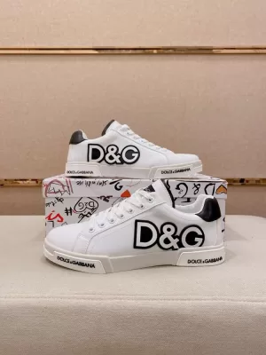 【Dolce & Gabbana】スニーカー レザー D&G柄 ホワイト×ブラック カジュアル