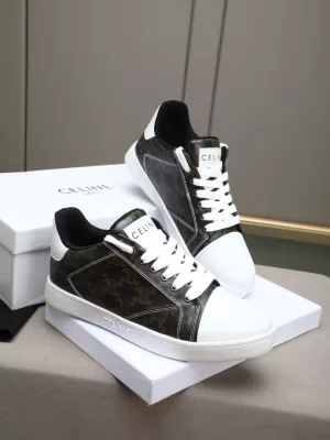 2026新作【Celine】スニーカー レザー モノグラム ネイビー×ゴールド フォーマル