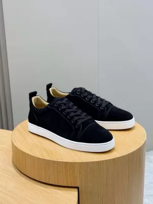 2026新作【Christian Louboutin】スニーカー スエード シンプル 厚底 ブラック×ホワイト ストリート