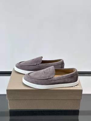 2026発売【Christian Louboutin】ローファー スエード L字标识押印 グレー×ブラウン ビジネス