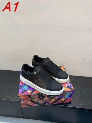 2026発売中！【Louis Vuitton】スニーカーレザー×キャンバス モノグラム ロゴ :black ストリート