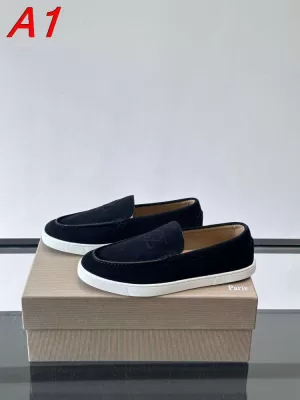 2026発売中!【Christian Louboutin】ローファー スエード シンプル H标识押印 ブラック×ブラウン フォーマル