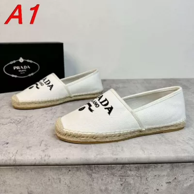 2026発売【Prada】エスパドリーユ キャンバス 编织パターン  White リゾート