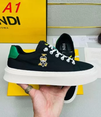 2026入荷しました【Fendi】チャンキースニーカー キャンバス 黄×緑装饰 ブラック×イエロー×グリーン カジュアル