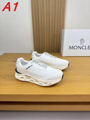 2026入荷しました【Moncler】スニーカーメッシュ×レザー 山峰ロゴ 赤白青三色装饰 ホワイト ストリート