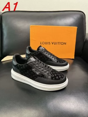 【Louis Vuitton】スニーカーレザー×キャンバス モノグラム ロゴ :black ストリート
