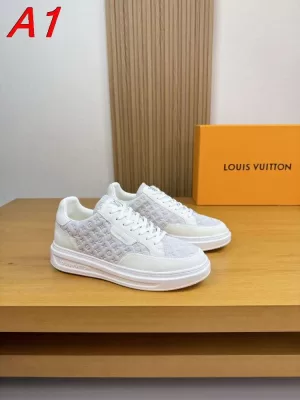 2026新作登場！【Louis Vuitton】スニーカー レザー×キャンバス モノグラム ホワイト×グレー ストリート
