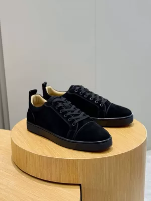 2026新作発表【Christian Louboutin】スニーカー スエード 蝴蝶结装飾 厚底  ブラック×ブラウン ストリート