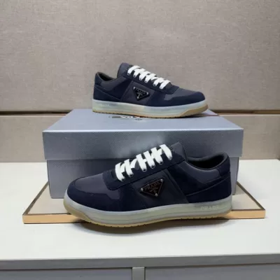 2026新作登場！【Prada】スニーカー スエード×织物 ブランド标识 ネイビー カジュアル