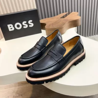 【BOSS】ローファー レザー 便士，乐福 BLACK ビジネス