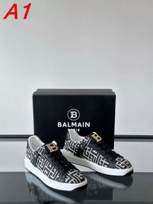 2026新作登場!【Balmain】ローカットスニーカー レザー モノグラム BLACK×WHITE パーティー