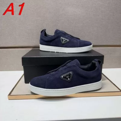 2026入荷しました【Prada】スリッポン スエード エラスティック构造 ネイビー カジュアル