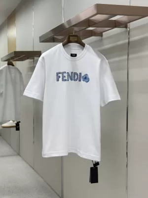 2026 フェンデイ 夏新着 刺繍コットン クルーネック半袖Tシャツ デイリービジカジカジュアル シンプル ブランド コピー