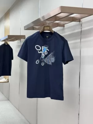 2026 フェンデイ 夏新着 金魚プリント クルーネック半袖Tシャツ デイリービジカジカジュアル ブランド コピー