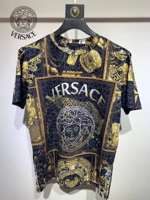 2026 ヴェルサーチ 夏新着 シルケットコットン クルーネック半袖Tシャツ デイリービジカジカジュアル ベーシック ブランド コピー