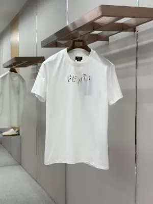 2026 フェンデイ 夏ニュー 刺繍シルケット クルーネック半袖Tシャツ シンプル合わせやすい ブランド コピー