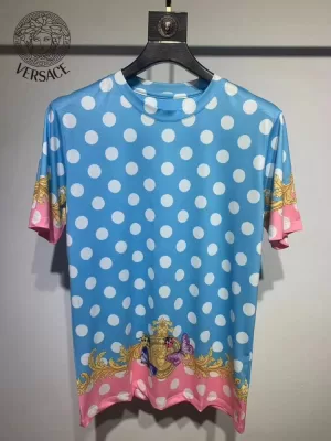 2026 ヴェルサーチ 夏新着 シルケットコットン×ヴィンテージ クルーネック半袖Tシャツ きめ細かく柔らかな肌触り ブランド コピー