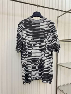 2026 ルイヴィトン 夏新着 ストライプ クルーネック半袖Tシャツ デイリービジカジカジュアル ブランド コピー