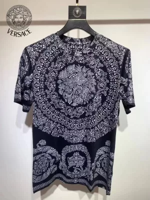 2026 ヴェルサーチ 夏新着 シルケットコットン クルーネック半袖Tシャツ ベーシック 柔らか肌触り型崩れなし ブランド コピー