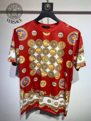 2026 ヴェルサーチ 夏新着 シルケットコットン クルーネック半袖Tシャツ きめ細かく柔らかな肌触り トレンド ブランド コピー