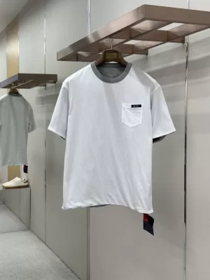 2026 プラダ 夏限定 カラーブロックロゴ クルーネック半袖Tシャツ デイリービジカジカジュアル ブランド コピー