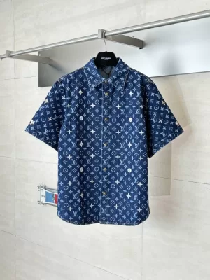 2026 ルイヴィトン 夏ニュー 刺繍×ヴィンテージウォッシュ 半袖シャツ シンプル合わせやすい ブランド コピー