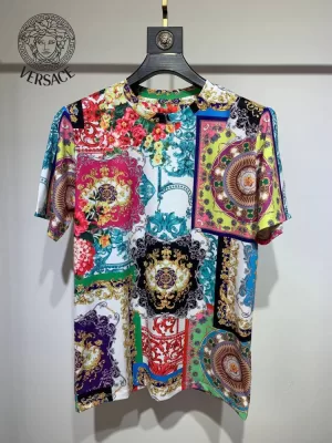 2026 ヴェルサーチ 夏新着 シルケットコットン クルーネック半袖Tシャツ 柔らか肌触り型崩れなし ベーシック ブランド コピー