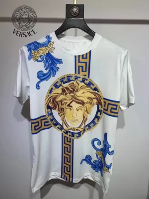 2026 ヴェルサーチ 夏新着 シルケットコットン クルーネック半袖Tシャツ 洗濯耐久性抜群 ベーシック ブランド コピー