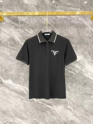 2026 プラダ 夏新着 ポロカラー半袖Tシャツ リラックスオーバーシルエット スリムフィット ベーシック ブランド コピー