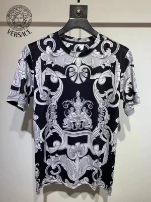 2026 ヴェルサーチ 夏新着 シルケットコットン クルーネック半袖Tシャツ シンプル合わせやすい 快適フィット ブランド コピー