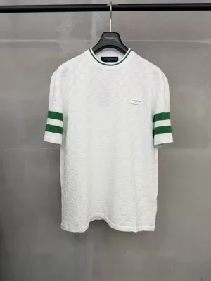 2026 ルイヴィトン 夏新着 チェック柄ジャカード クルーネック半袖Tシャツ デイリービジカジカジュアル ブランド コピー