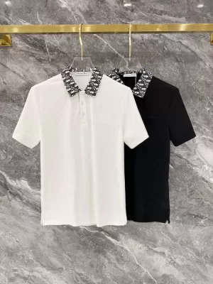 2026 ディオール 夏コーデ ビジカジ ポロカラー半袖Tシャツ ゆったりドロップショルダー ブランド コピー