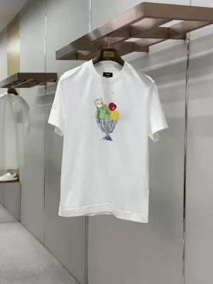 2026 フェンデイ 夏新着 サンデーシルケットコットン クルーネックTシャツ ドロップショルダー ブランド コピー